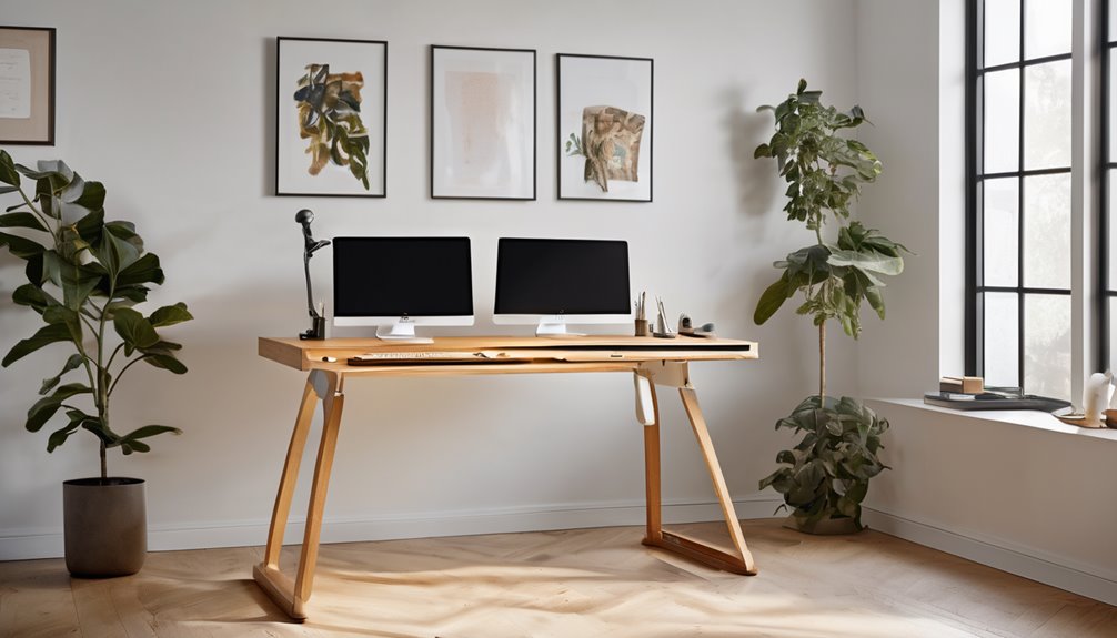 desk 63x28 height adjustable curved edge wobble risk