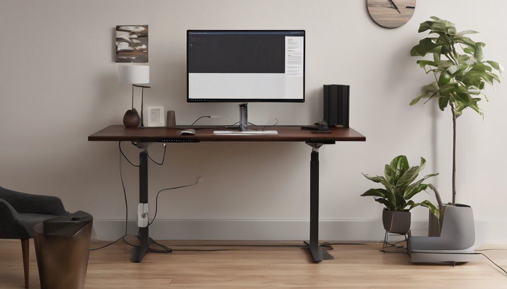 electric standing desk with cable management