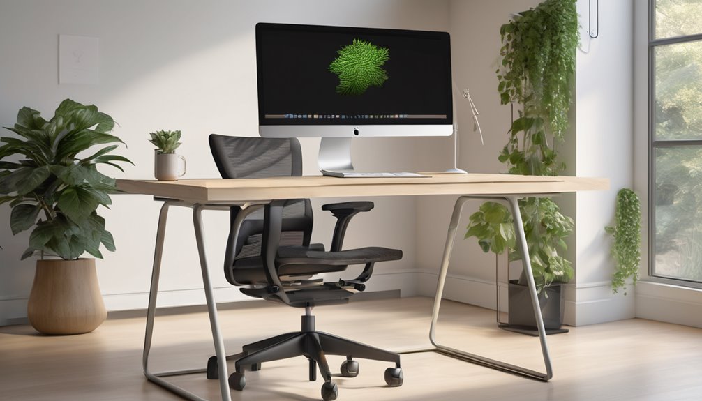 electric standing desk with white oak top