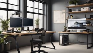 electric standing desks for dual monitors