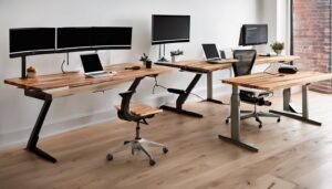 electric standing desks with butcher block tops