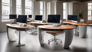 electric standing desks with curved fronts