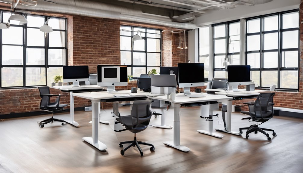 five electric standing desks for laptops