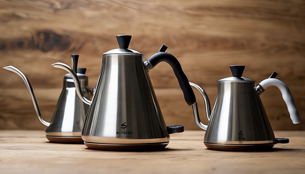 five large capacity pour over kettles