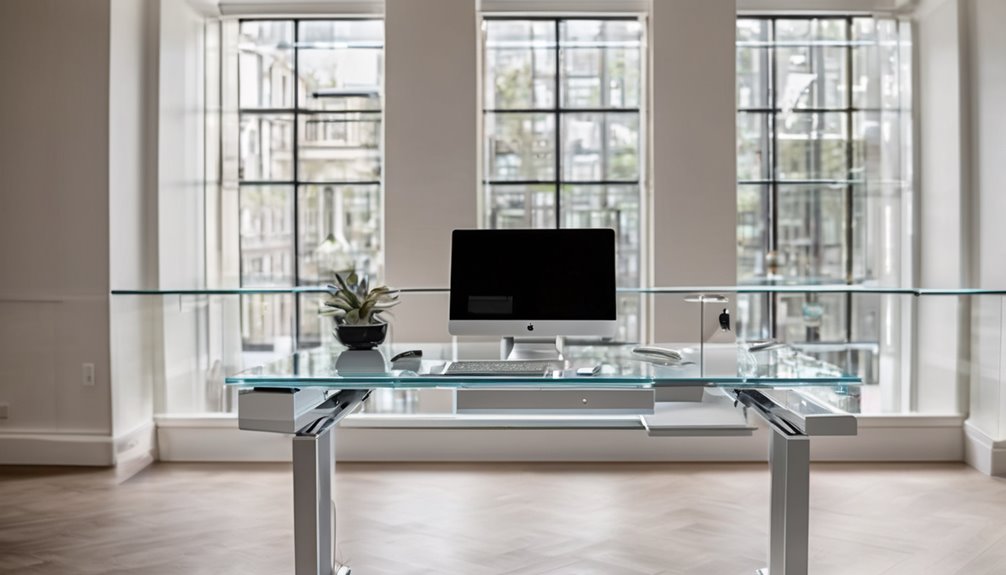 glass top desk durability adjustability storage quiet motors