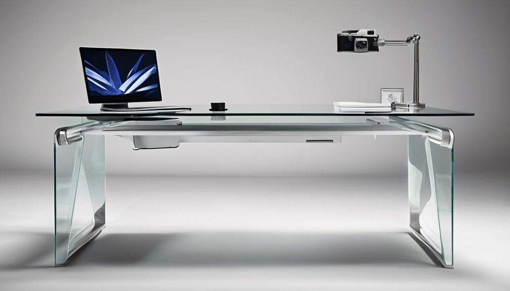 glass topped sturdy functional desk