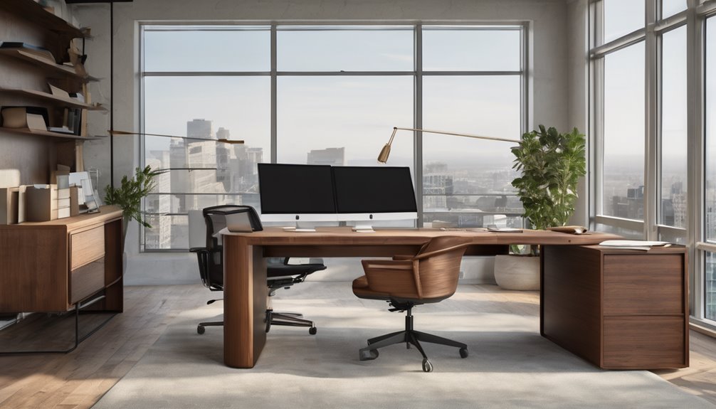 height adjustable desk with mixed materials