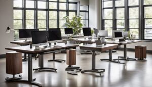 seven electric desks with lifetime warranties