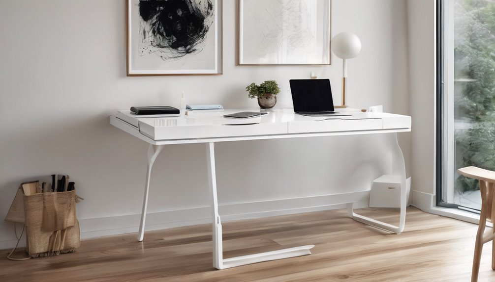 solid white drawer electric desk essentials