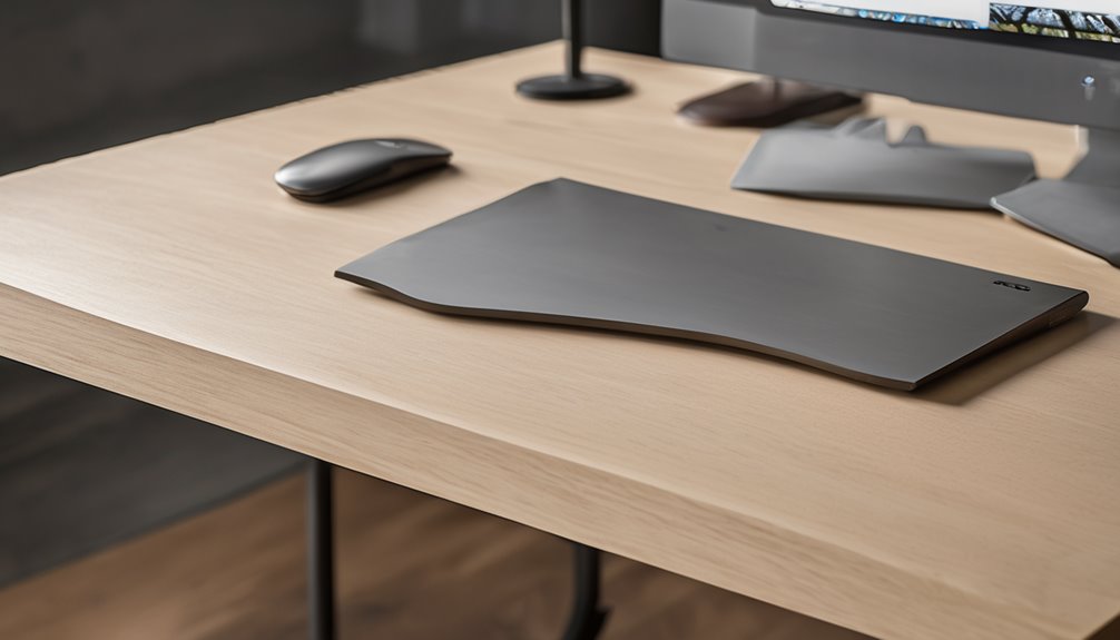 sturdy maple desk with integrated features